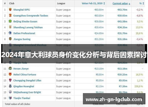 2024年意大利球员身价变化分析与背后因素探讨