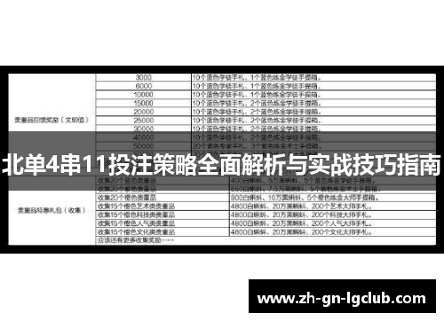 北单4串11投注策略全面解析与实战技巧指南